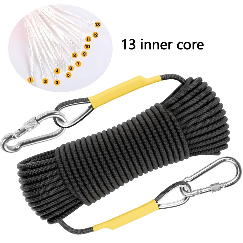 X XBEN Outdoor Climbing Rope Rock Climbing Rope, Escape Rope Climbing Equipment Fire Rescue Parachute Rope (32 Foot) - Black - Image 2